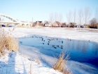 Die Saale im Winter 2009 fast zugefroren